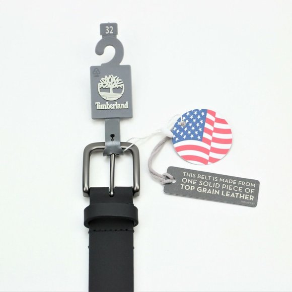 Timberland Size 32 Men's Classic Leather Belt Made in USA Black New - Picture 2 of 8